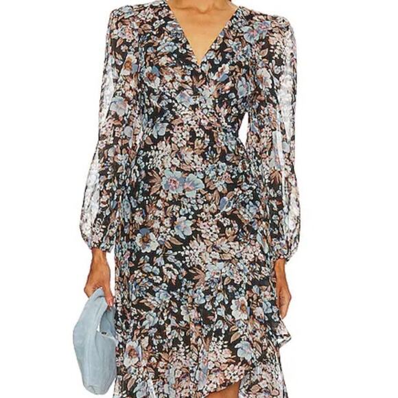 ASTR The Label Sz M NALANI Hi-Lo Paisley Print Chiffon Midi Dress REVOLVE Brand - Picture 1 of 9